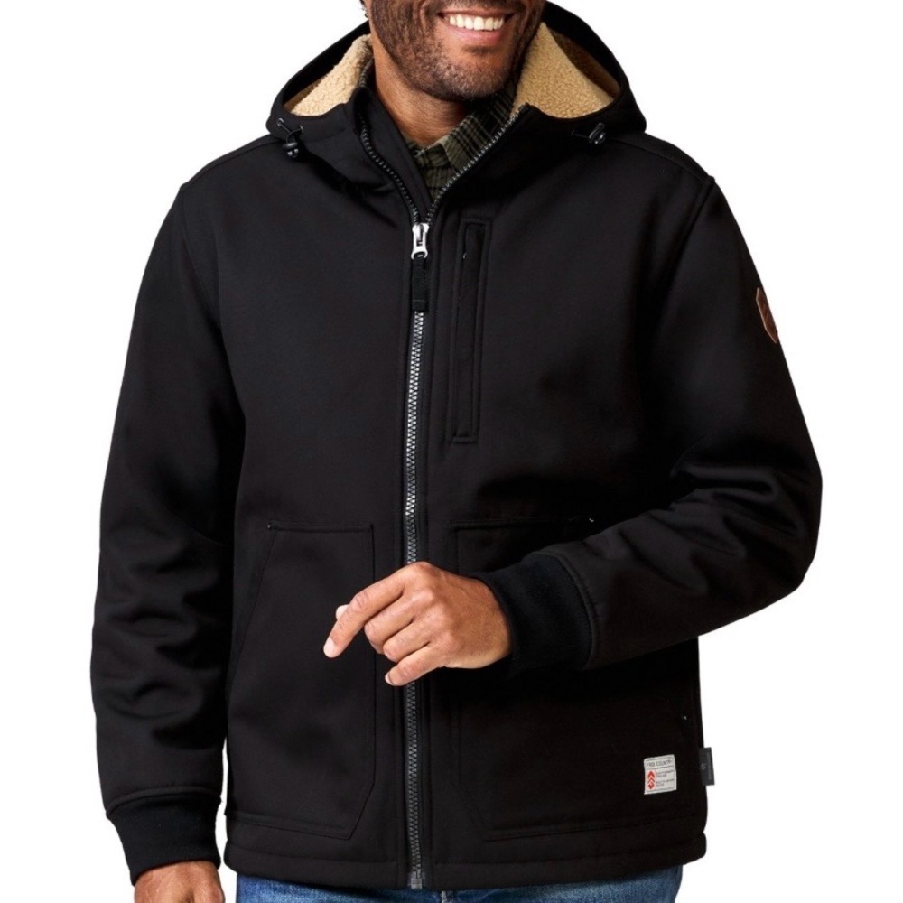 Free Country Mens Black Hooded warm Heavy coat Size Large